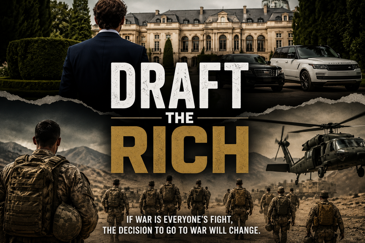Illustration for Elliot Ackerman's essay Draft the Rich.