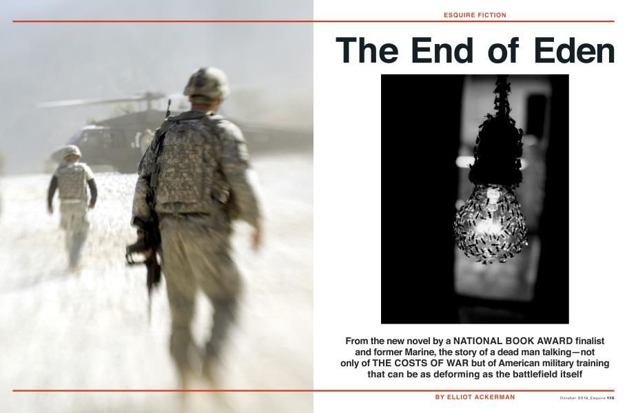 Cover page of Esquire Fiction featuring "The End of Eden," an excerpt from Elliot Ackerman's novel Waiting for Eden.