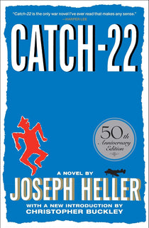 Cover of Catch-22 by Joseph Heller, Elliot Ackerman’s September 2026 Book Club selection, featuring the classic red, white, and blue illustrated design.