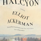 Cover art for Halcyon by Elliot Ackerman, a speculative literary novel exploring artificial intelligence, memory, identity, technology, surveillance, and the future of human consciousness.