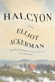 Cover art for Halcyon by Elliot Ackerman, a speculative literary novel exploring artificial intelligence, memory, identity, technology, surveillance, and the future of human consciousness.