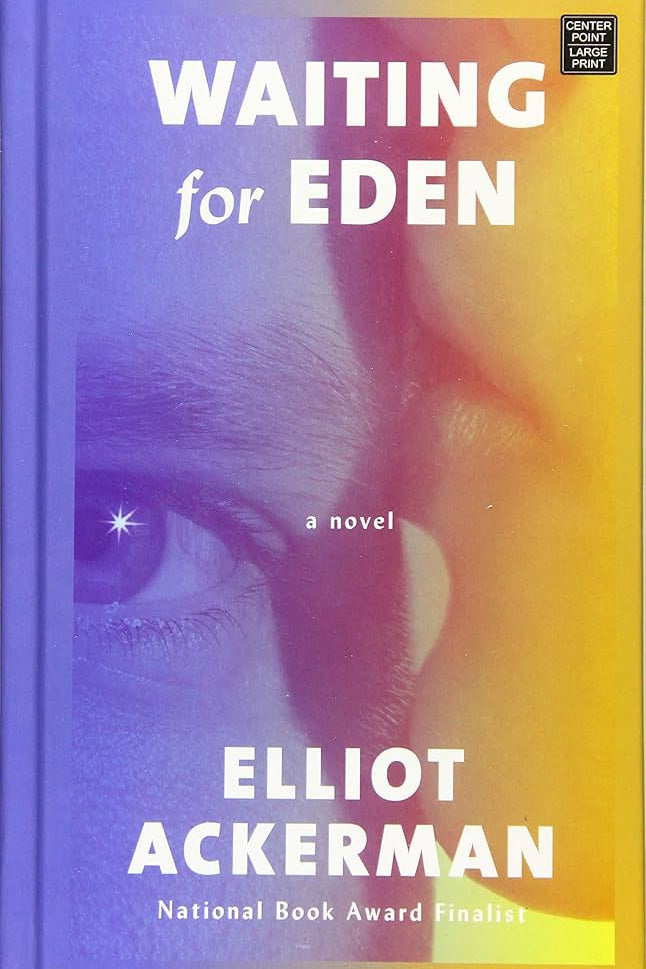 Cover art for Waiting for Eden by Elliot Ackerman, a literary war novel exploring love, trauma, military service, moral injury, grief, and the lasting consequences of combat.